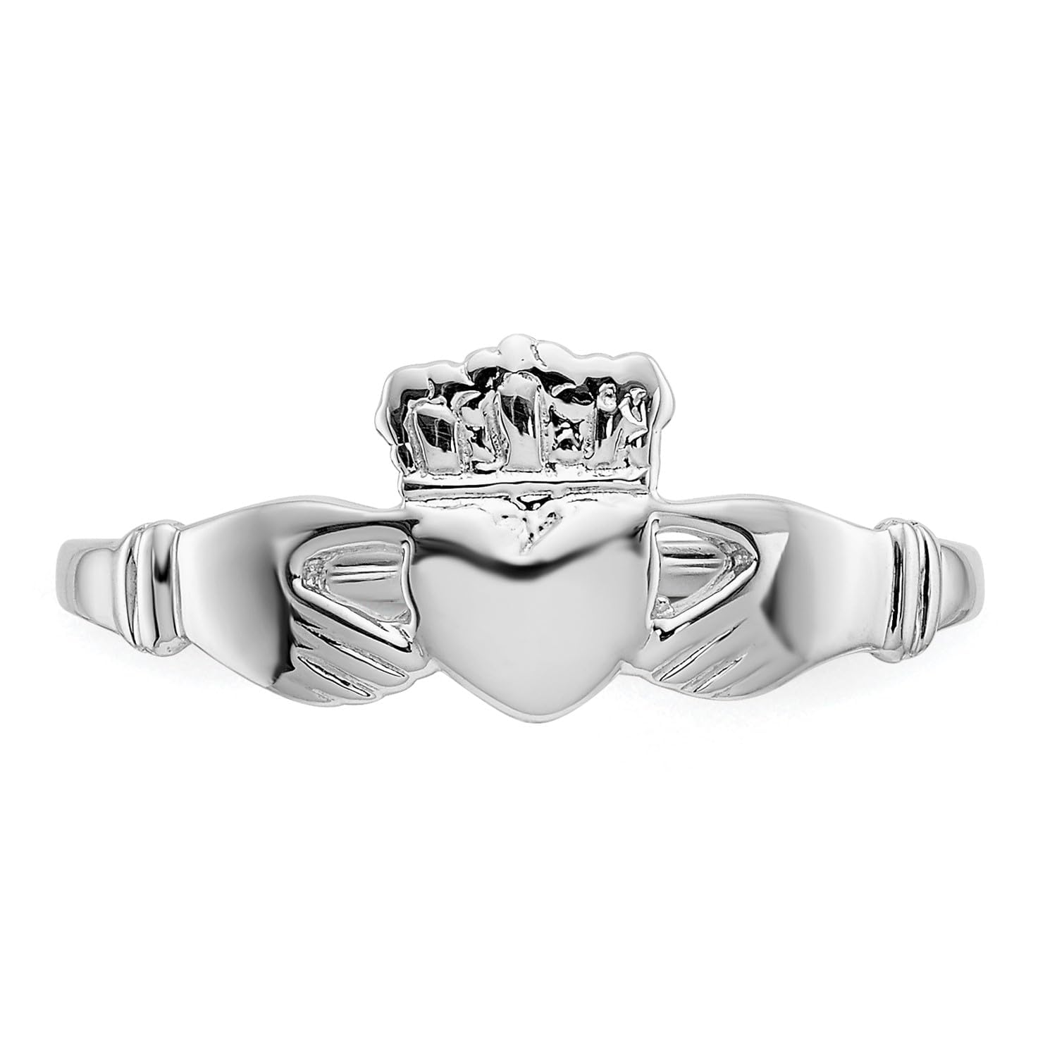 14k White Gold Women's Claddagh Ring, Size 6 - JewelryAffairs