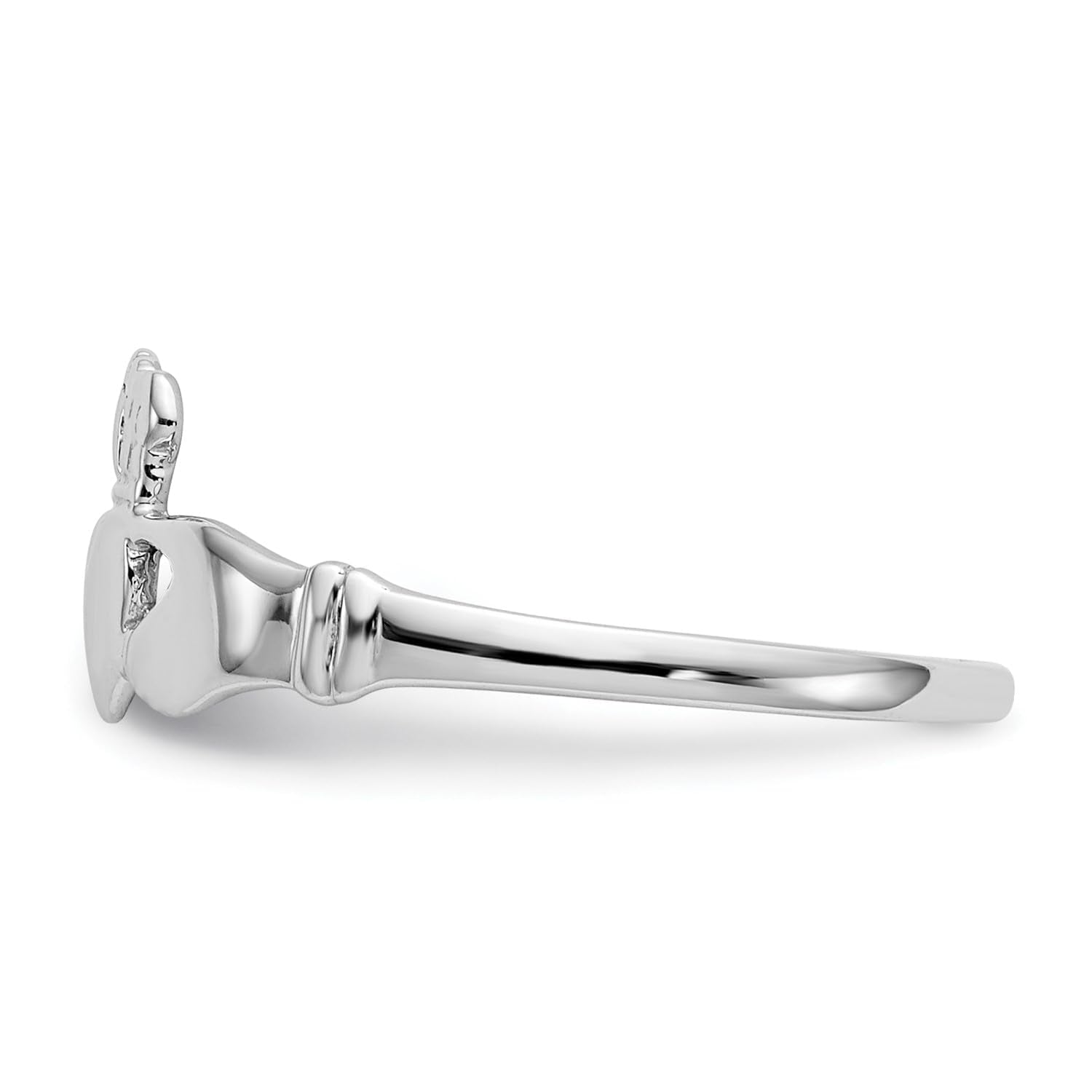 14k White Gold Women's Claddagh Ring, Size 6 - JewelryAffairs