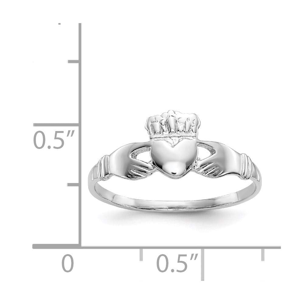 14k White Gold Women's Claddagh Ring, Size 6 - JewelryAffairs
