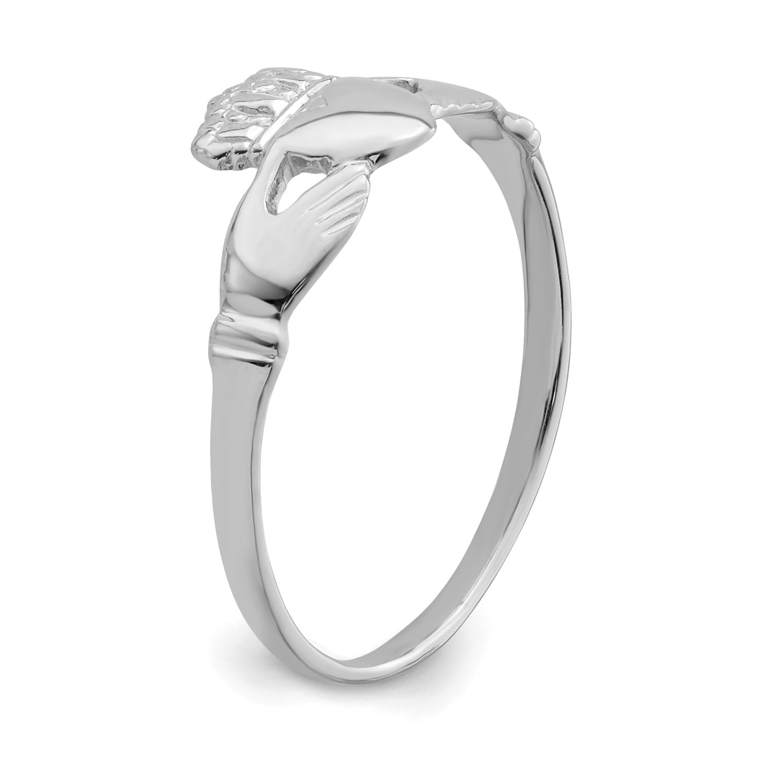 14k White Gold Women's Claddagh Ring, Size 6 - JewelryAffairs