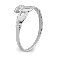 14k White Gold Women's Claddagh Ring, Size 6 - JewelryAffairs