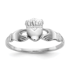 14k White Gold Women's Claddagh Ring, Size 6 - JewelryAffairs