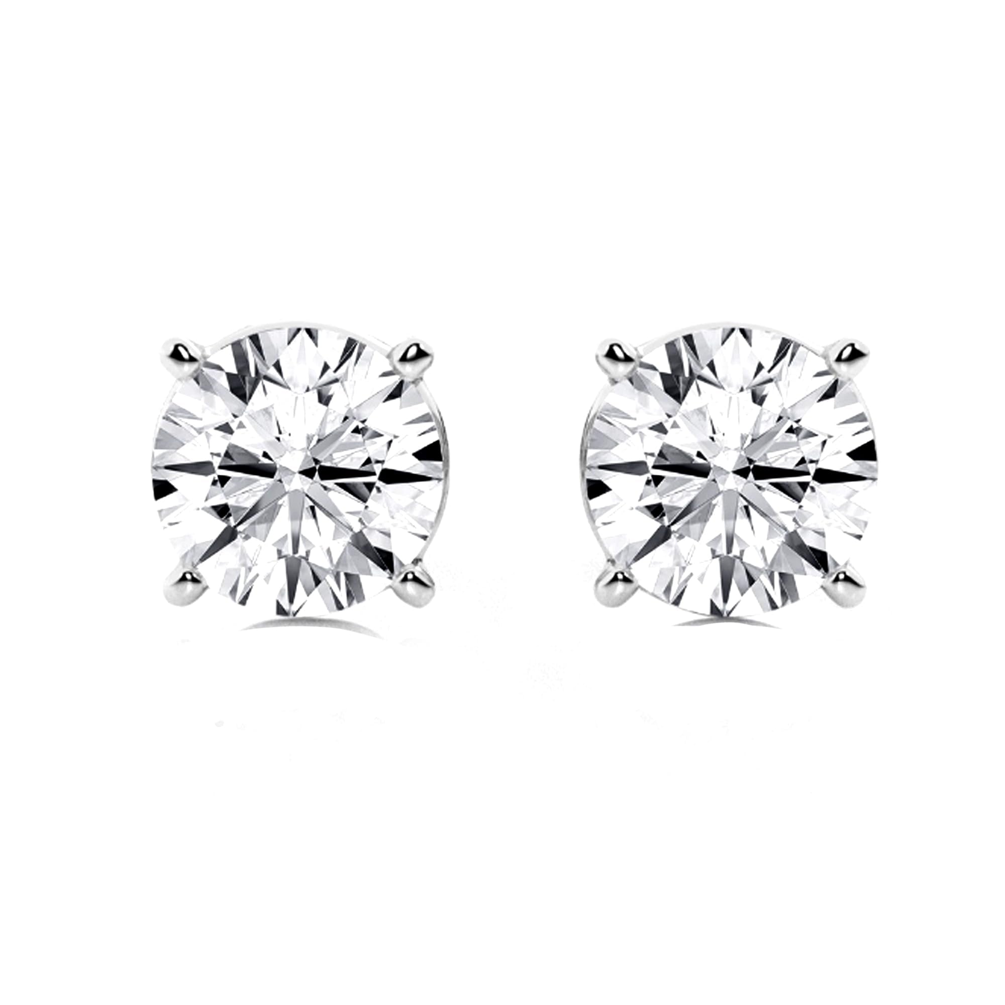 14k White or Yellow Gold Round VS/SI GH Lab Grown Diamond 4 Prong Stud Post Earrings - JewelryAffairs