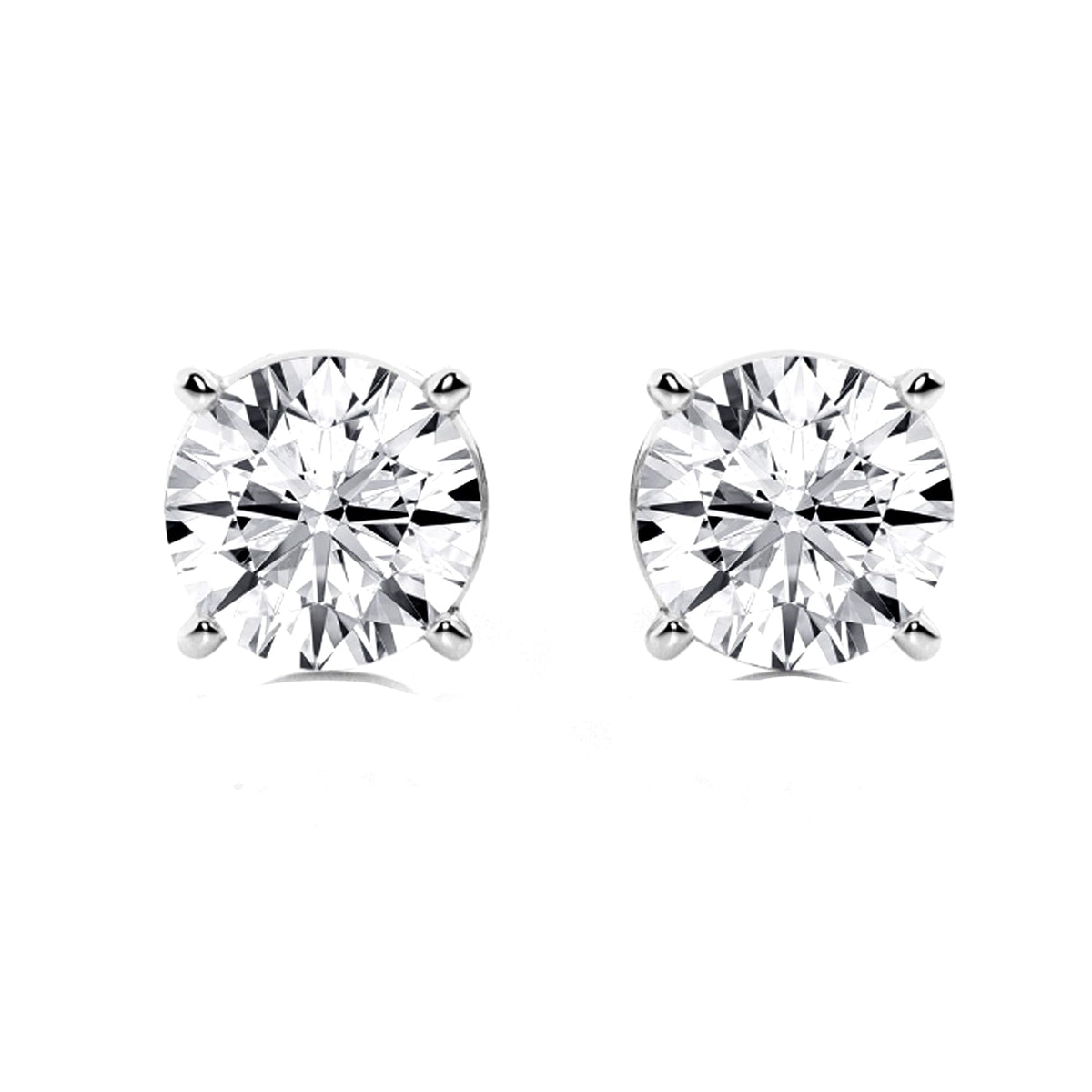 14k White or Yellow Gold Round VS/SI GH Lab Grown Diamond 4 Prong Stud Post Earrings - JewelryAffairs