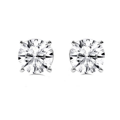 14k White or Yellow Gold Round VS/SI GH Lab Grown Diamond 4 Prong Stud Post Earrings - JewelryAffairs