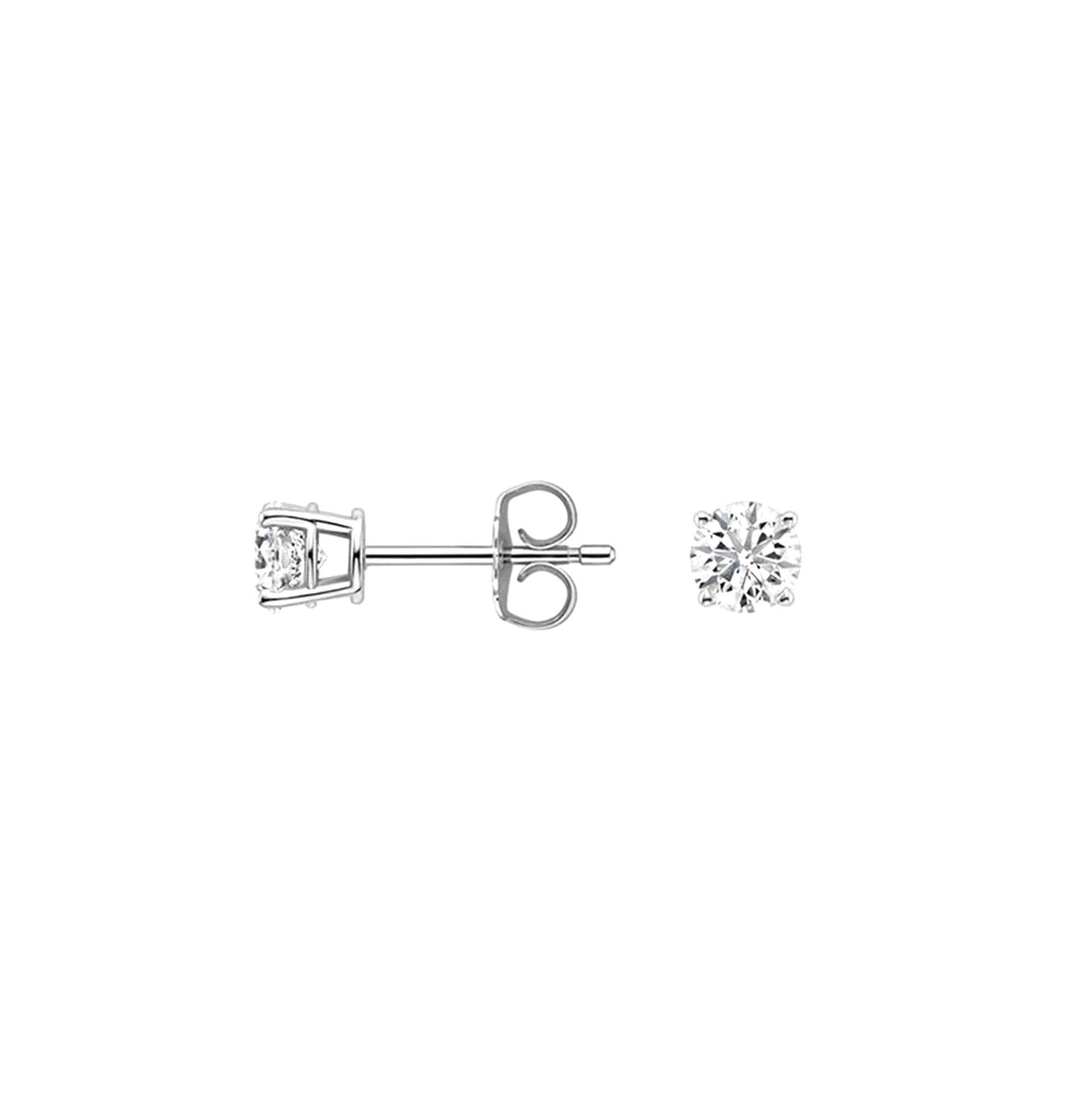 14k White or Yellow Gold Round VS/SI GH Lab Grown Diamond 4 Prong Stud Post Earrings - JewelryAffairs