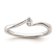 14k White Real Solid Gold 1/10 carat Round Diamond Promise Engagement Ring - JewelryAffairs