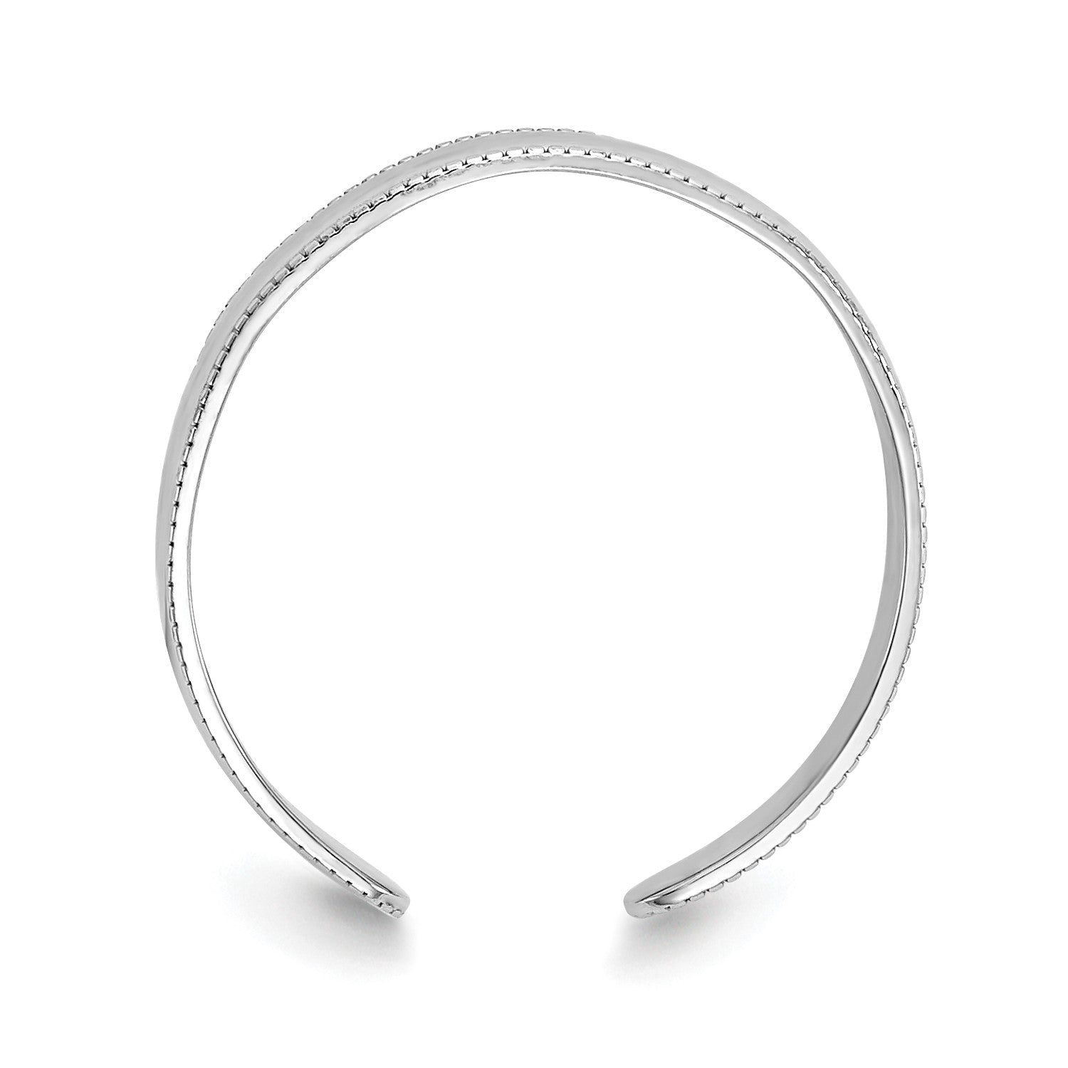 14K White Solid Gold Milgrain Design Adjustable Toe Ring - JewelryAffairs