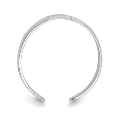 14K White Solid Gold Milgrain Design Adjustable Toe Ring - JewelryAffairs