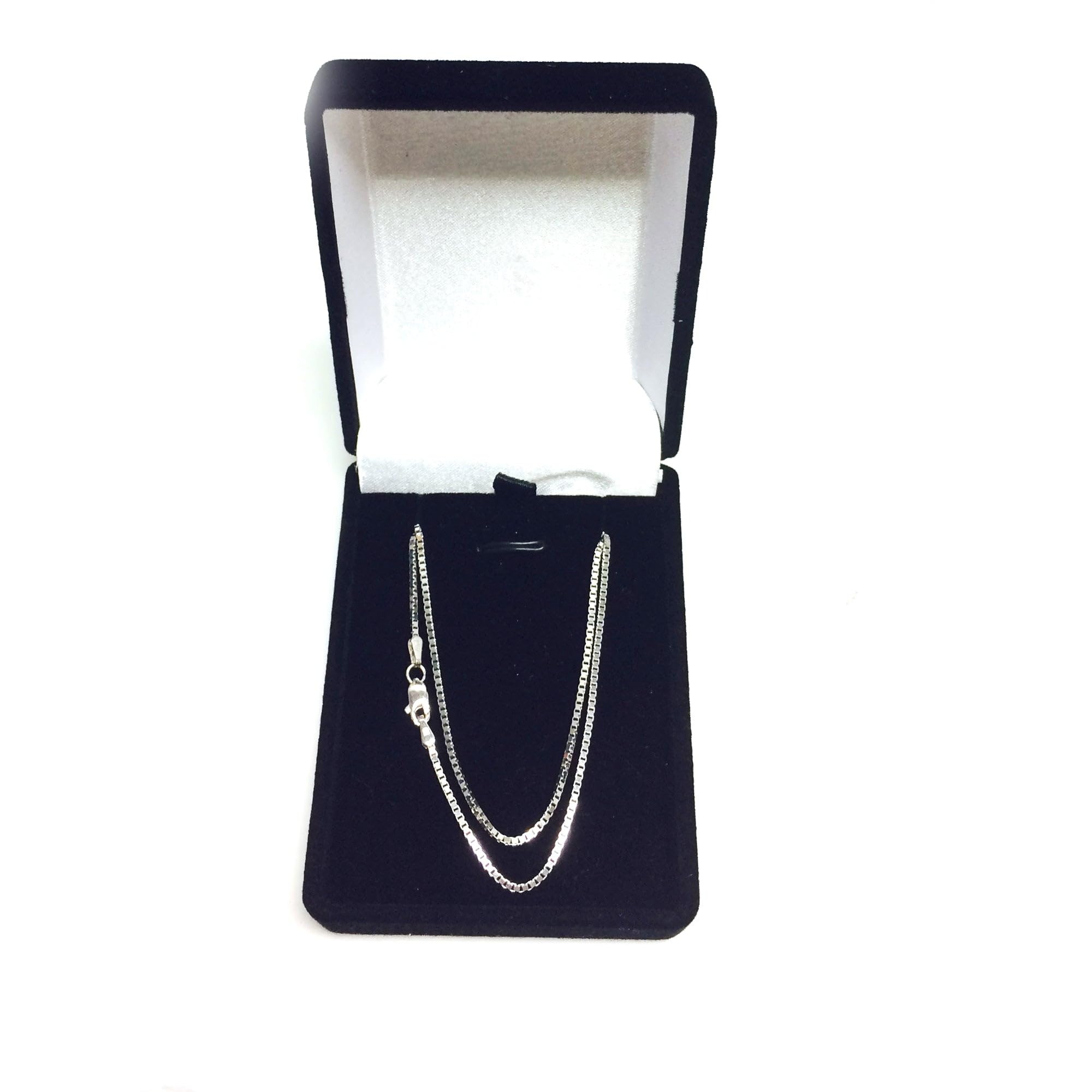 14k White Solid Gold Mirror Box Chain Necklace, 1.2mm - JewelryAffairs