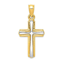 14k Yellow and White Gold Cross Unisex Pendant - JewelryAffairs