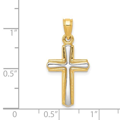 14k Yellow and White Gold Cross Unisex Pendant - JewelryAffairs