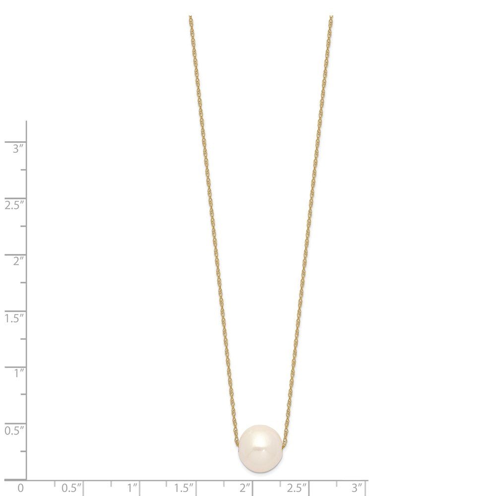 14k Yellow Gold 11mm White Round Freshwater Cultured Pearl Necklace, 17 - JewelryAffairs