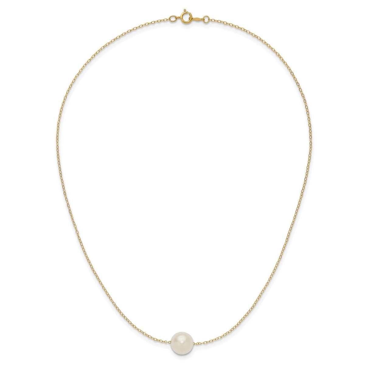 14k Yellow Gold 11mm White Round Freshwater Cultured Pearl Necklace, 17 - JewelryAffairs