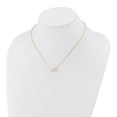 14k Yellow Gold 11mm White Round Freshwater Cultured Pearl Necklace, 17 - JewelryAffairs