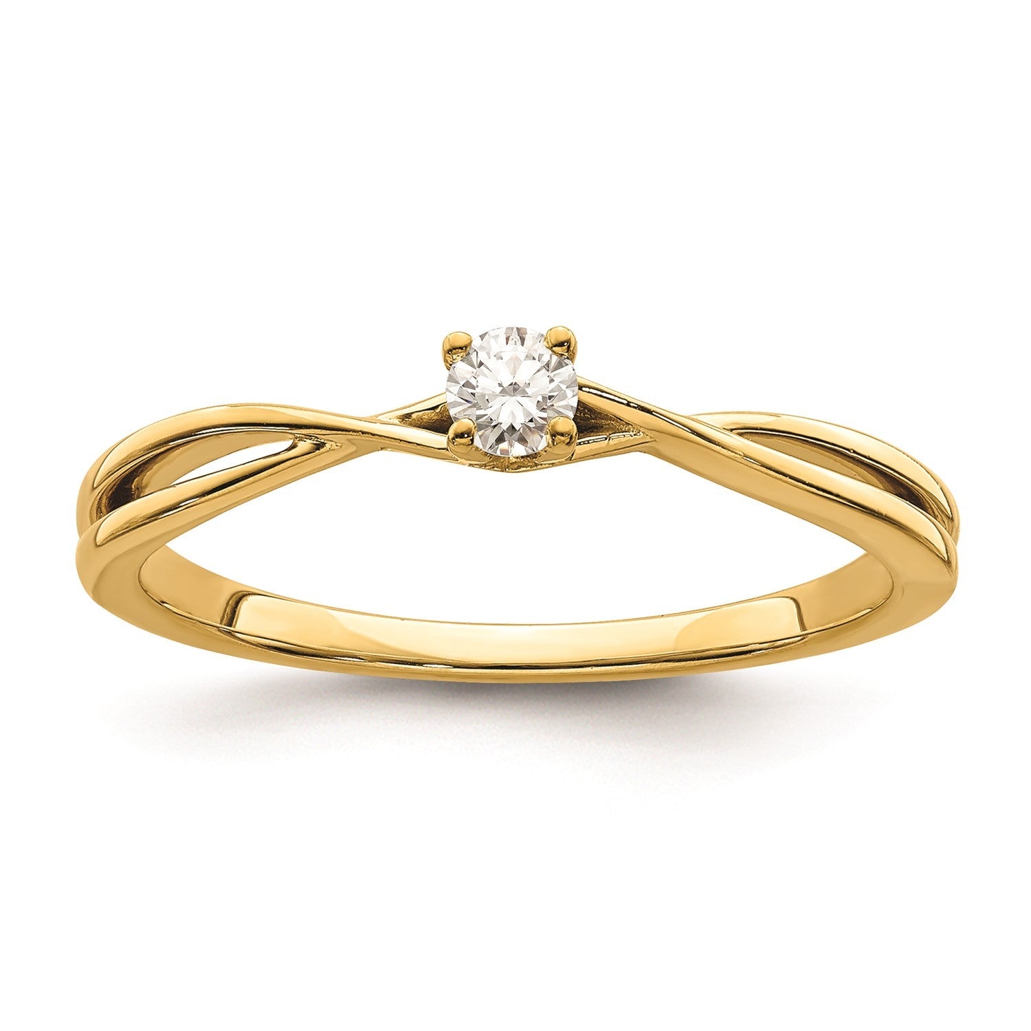14K Yellow Gold 1/8 Carat Round Diamond Twist Promise Engagement Ring - JewelryAffairs