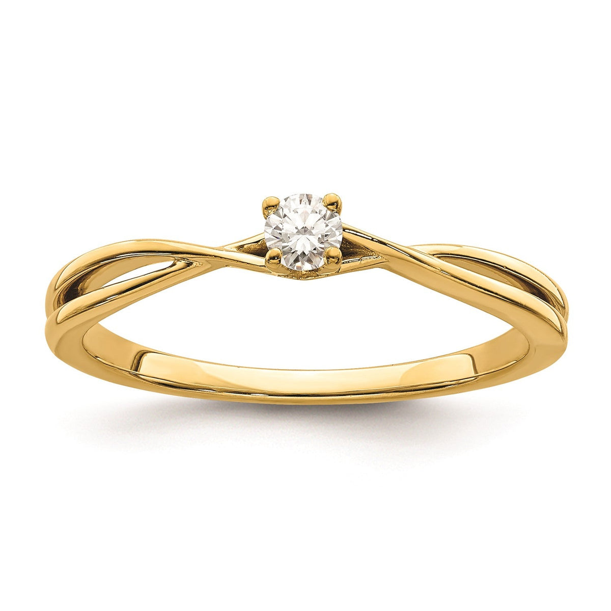 14K Yellow Gold 1/8 Carat Round Diamond Twist Promise Engagement Ring - JewelryAffairs