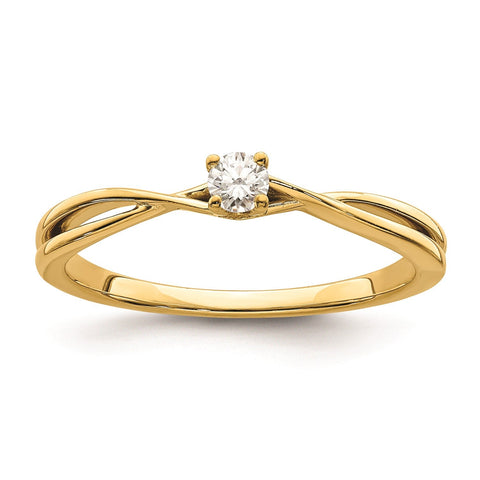 14K Yellow Gold 1/8 Carat Round Diamond Twist Promise Engagement Ring
