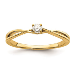 14K Yellow Gold 1/8 Carat Round Diamond Twist Promise Engagement Ring - JewelryAffairs