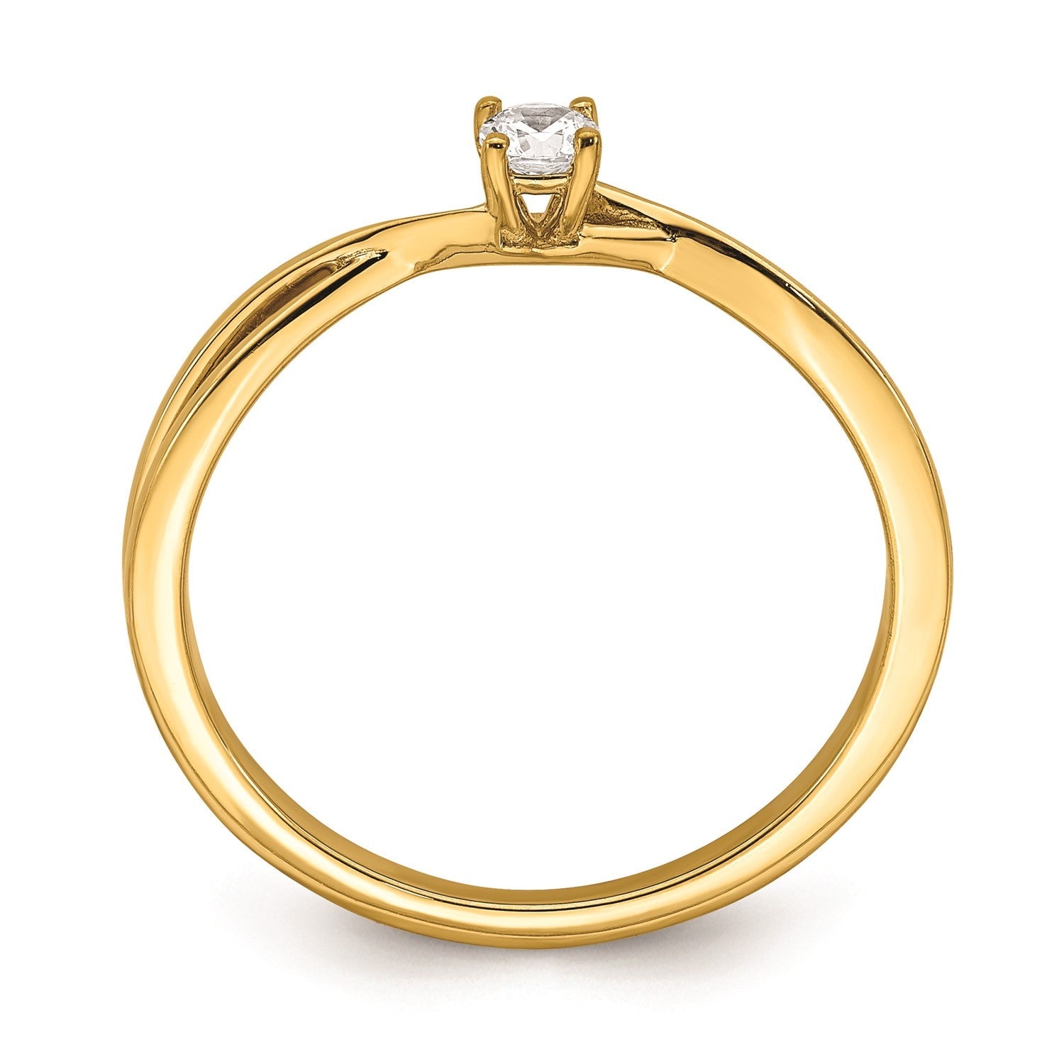 14K Yellow Gold 1/8 Carat Round Diamond Twist Promise Engagement Ring - JewelryAffairs