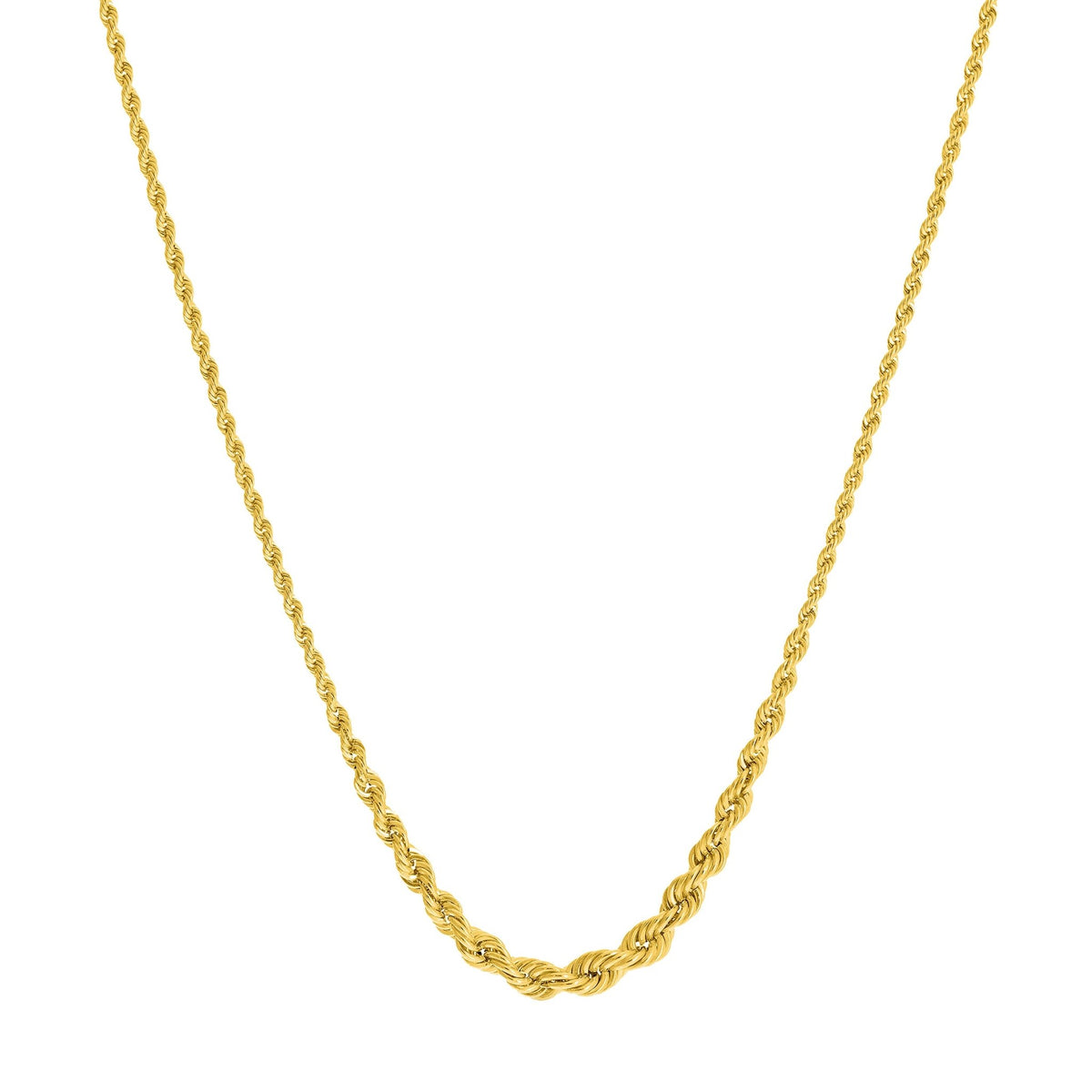14k Yellow Gold 18" Graduated Rope Chain Necklace