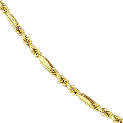 14k Yellow Gold 3.00mm Figarope Milano Chain Unisex Necklace