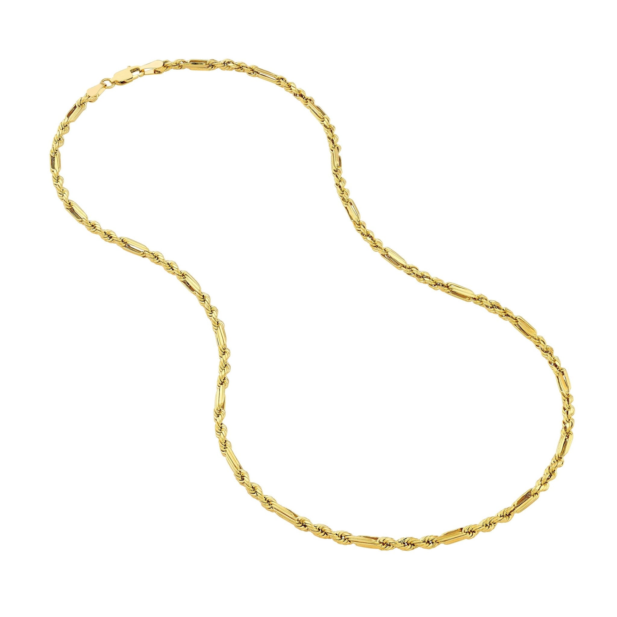 14k Yellow Gold 3.00mm Figarope Milano Chain Unisex Necklace