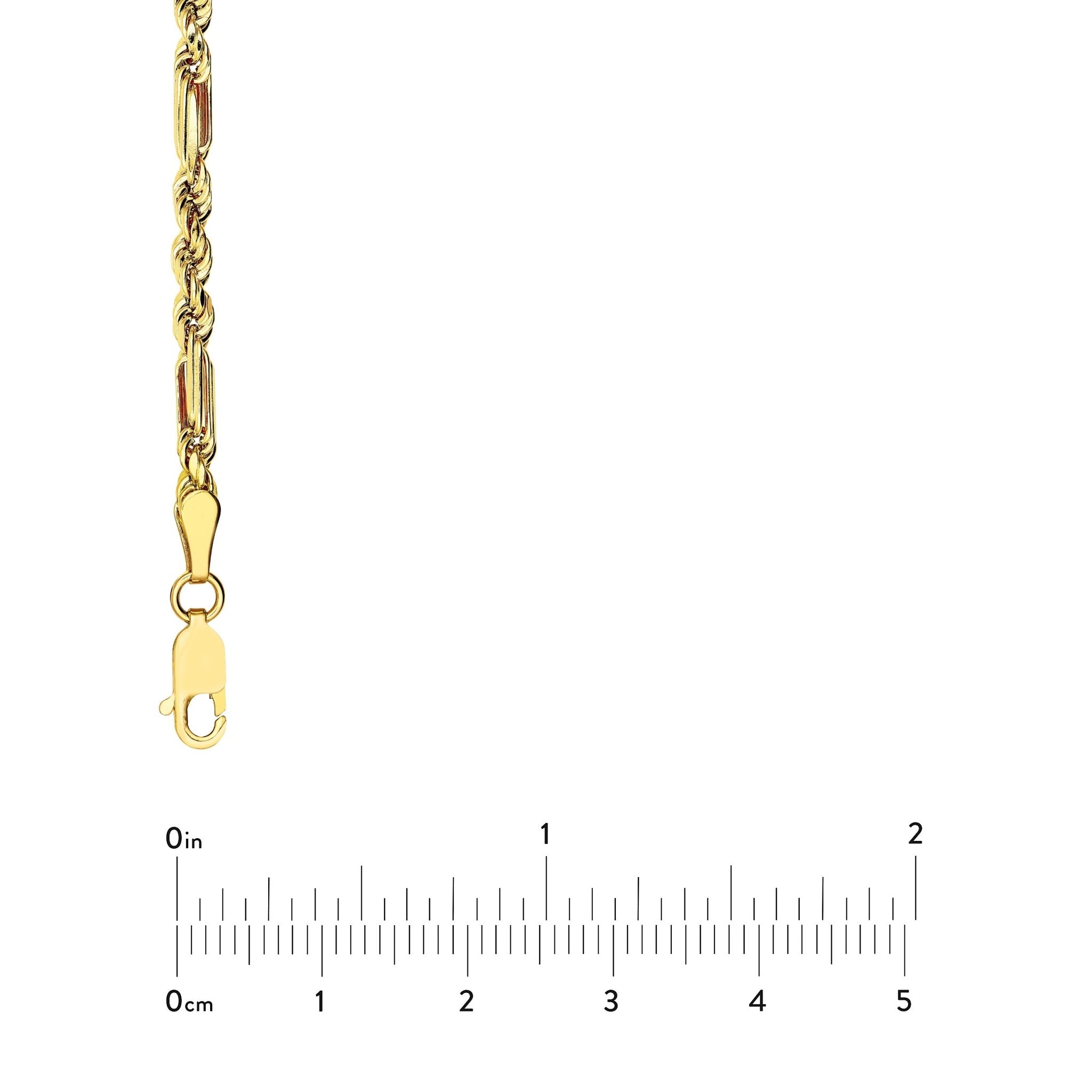 14k Yellow Gold 3.00mm Figarope Milano Chain Unisex Necklace