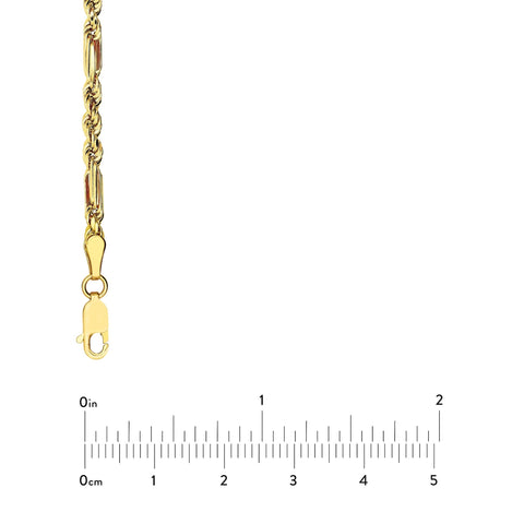 14k Yellow Gold 3.00mm Figarope Milano Chain Unisex Necklace