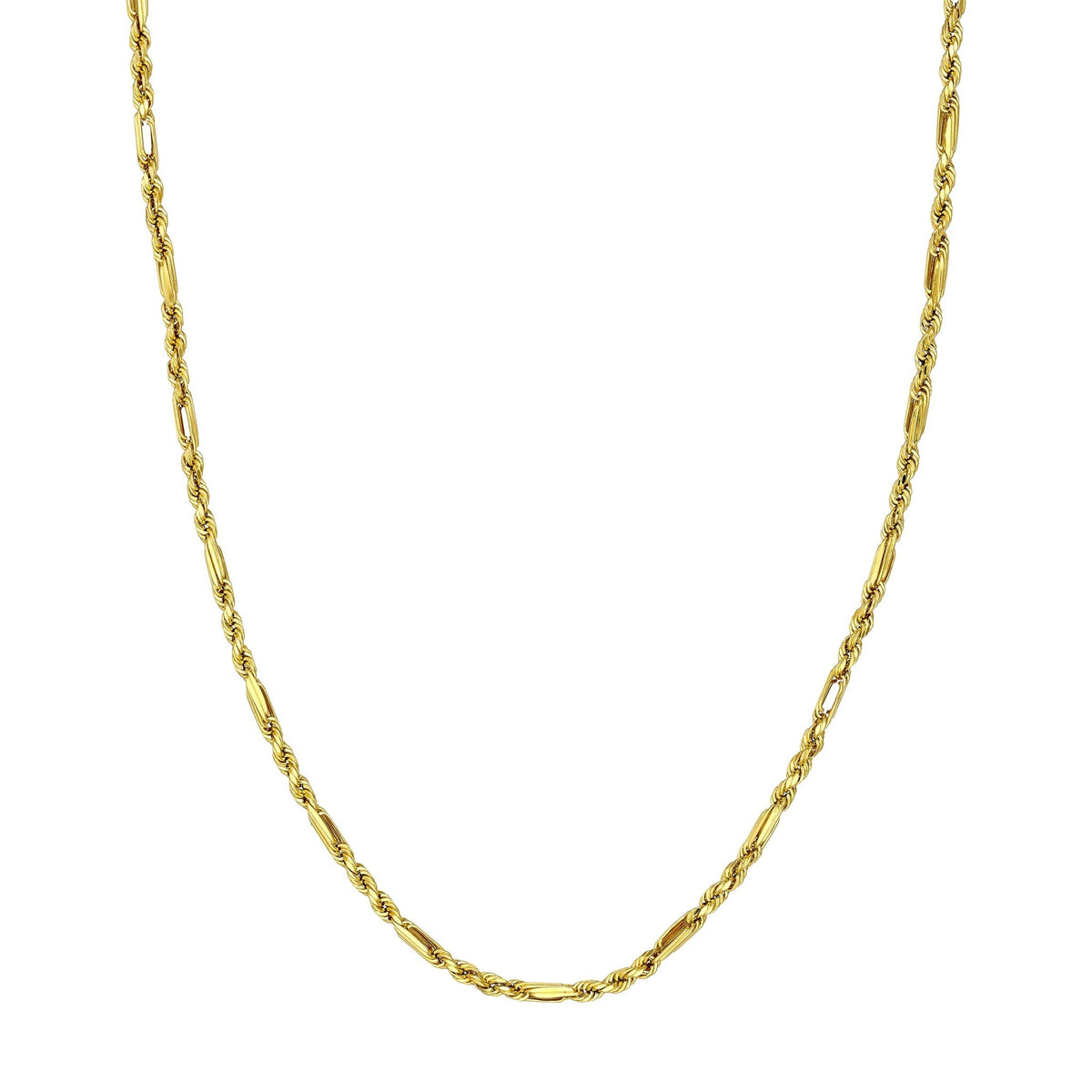 14k Yellow Gold 3.00mm Figarope Milano Chain Unisex Necklace