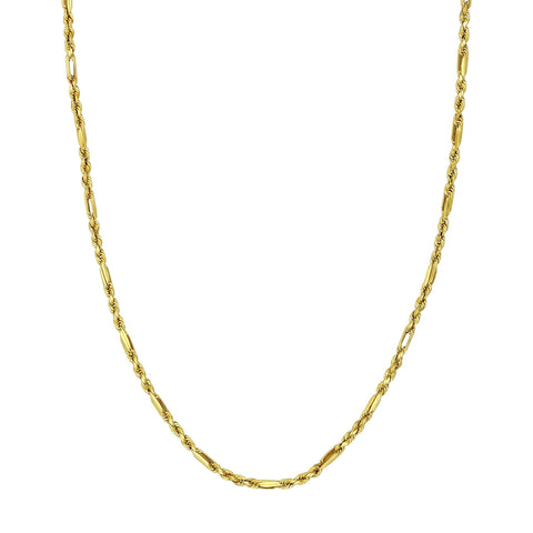 14k Yellow Gold 3.00mm Figarope Milano Chain Unisex Necklace