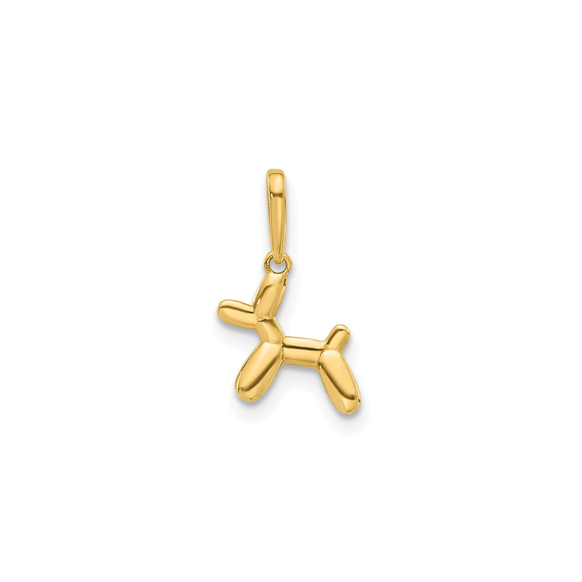 14K Yellow Gold 3D Balloon Puppy Pendant Charm, 15x11mm - JewelryAffairs
