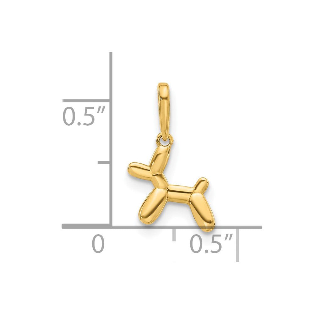 14K Yellow Gold 3D Balloon Puppy Pendant Charm, 15x11mm - JewelryAffairs