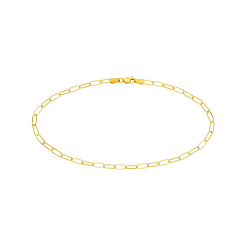 14k Yellow Gold 3mm Paper Clip Chain Anklet Bracelet 10 Inch