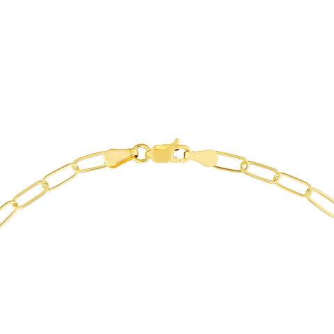 14k Yellow Gold 3mm Paper Clip Chain Anklet Bracelet 10 Inch