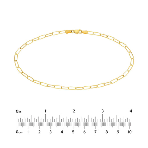 14k Yellow Gold 3mm Paper Clip Chain Anklet Bracelet 10 Inch