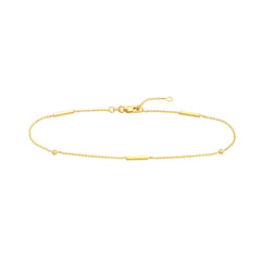 14k Yellow Gold 3pt Diamond Bezels and Bars Adjustable Anklet, 10"