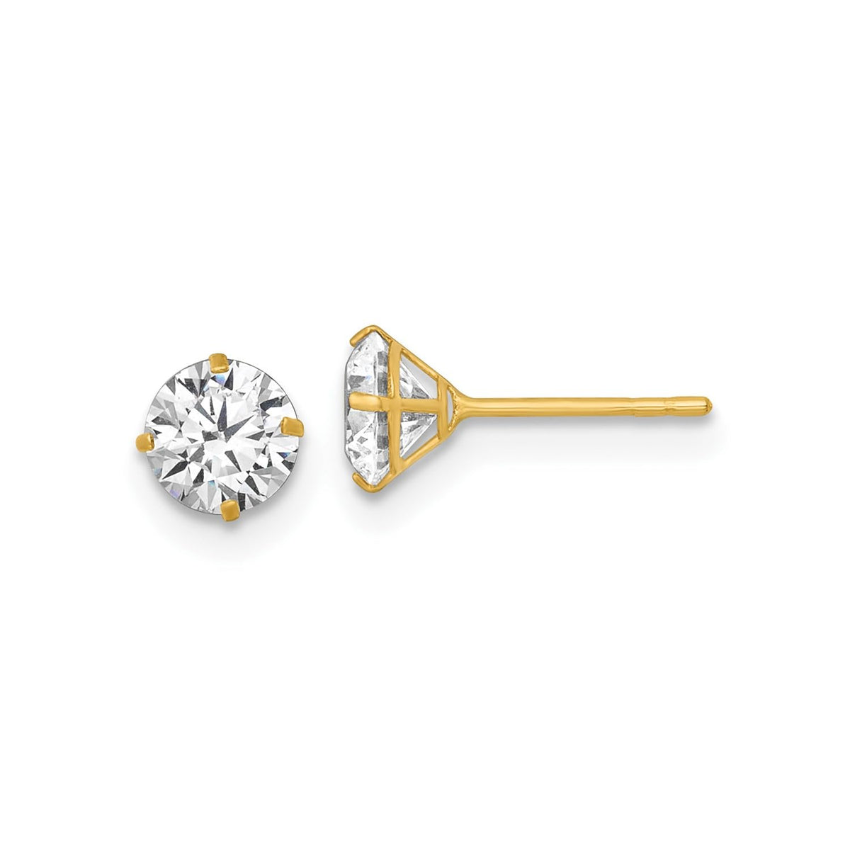 14k Yellow Gold 5mm CZ Stud Earrings - JewelryAffairs