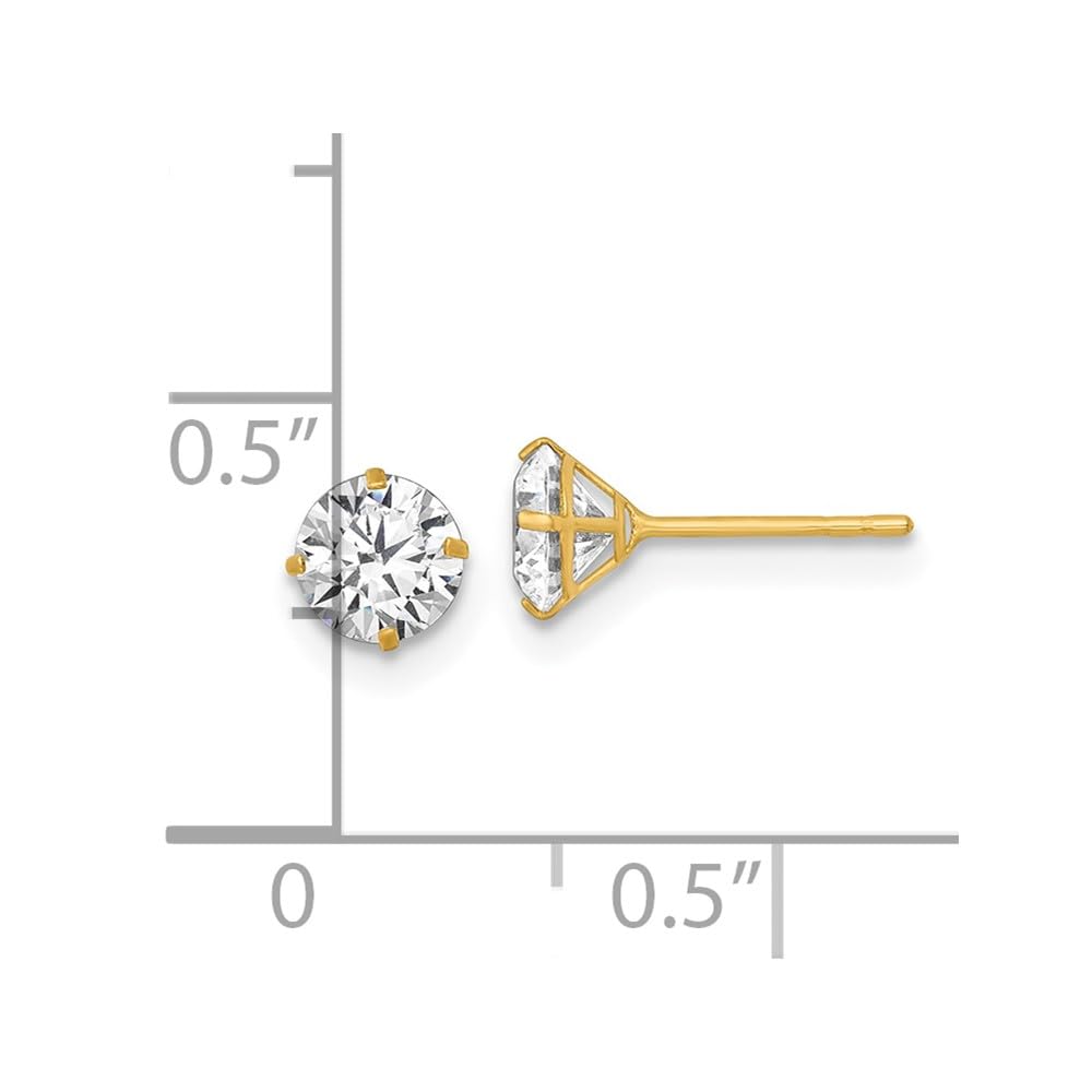 14k Yellow Gold 5mm CZ Stud Earrings - JewelryAffairs