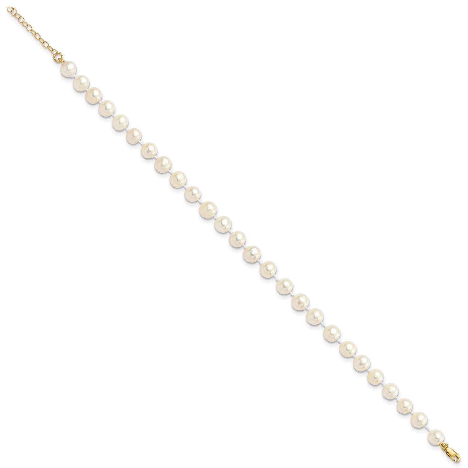 14k Yellow Gold 6 - 7mm Fresh Water Pearl Bracelet, Necklace and Earring Set - JewelryAffairs