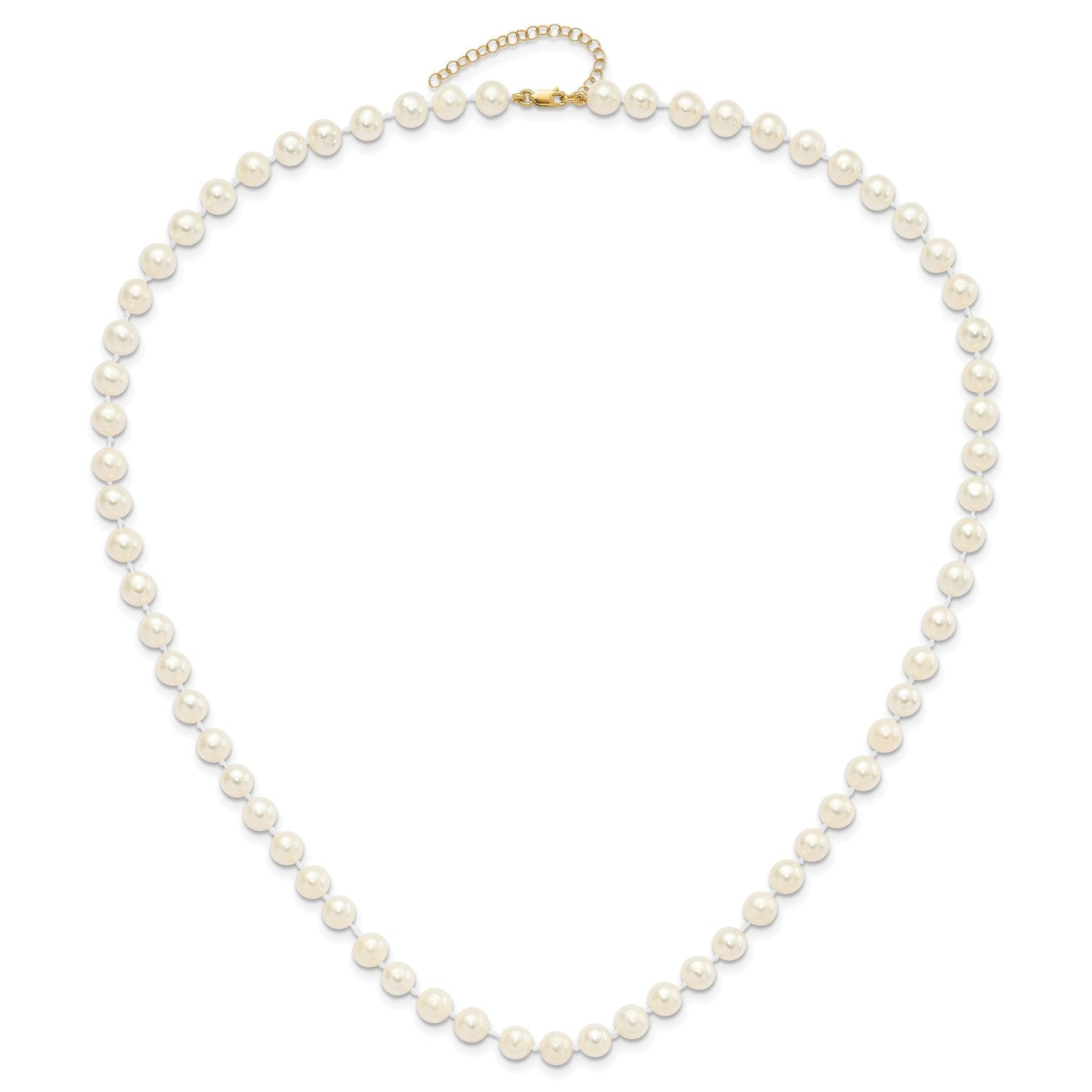 14k Yellow Gold 6 - 7mm Fresh Water Pearl Bracelet, Necklace and Earring Set - JewelryAffairs