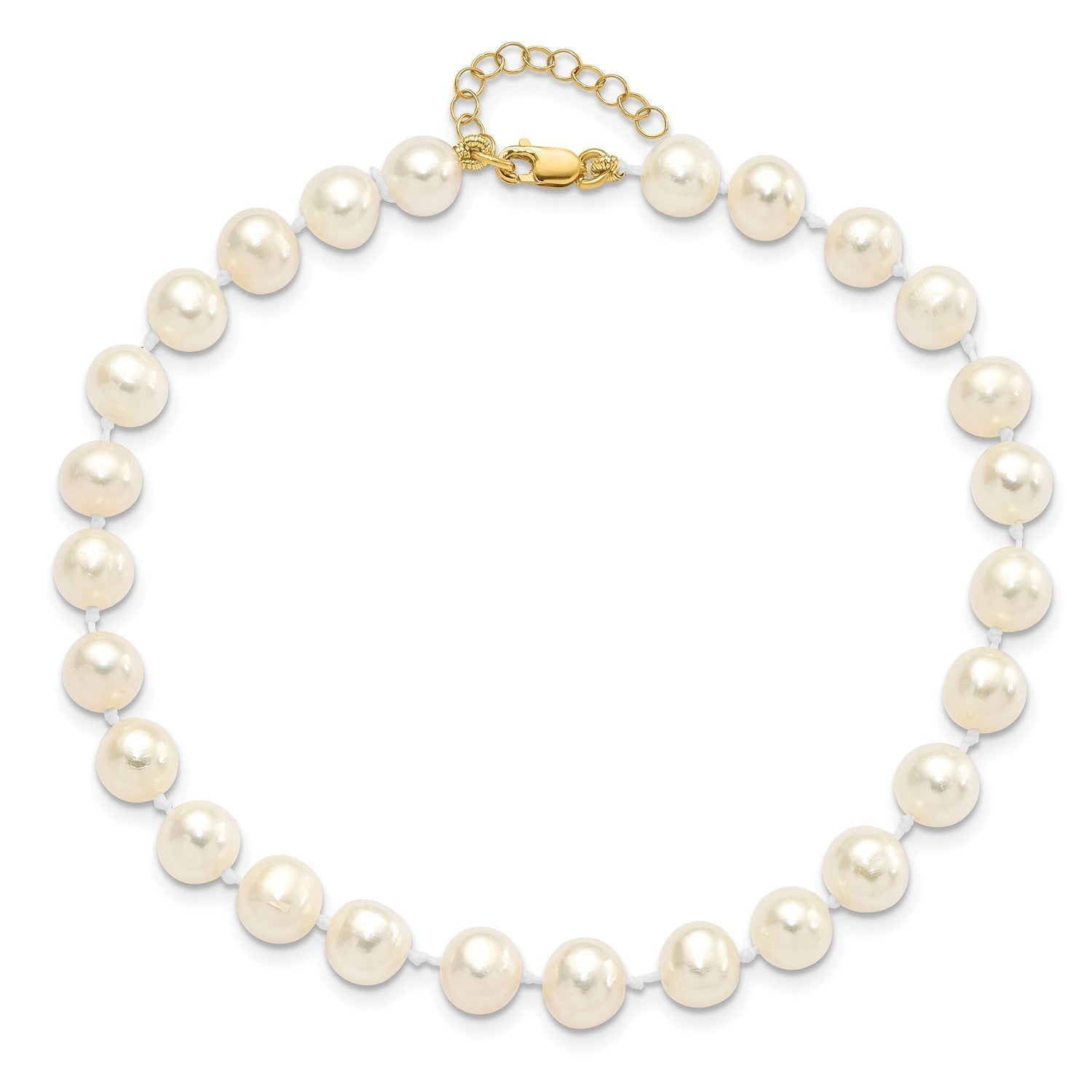 14k Yellow Gold 6 - 7mm Fresh Water Pearl Bracelet, Necklace and Earring Set - JewelryAffairs