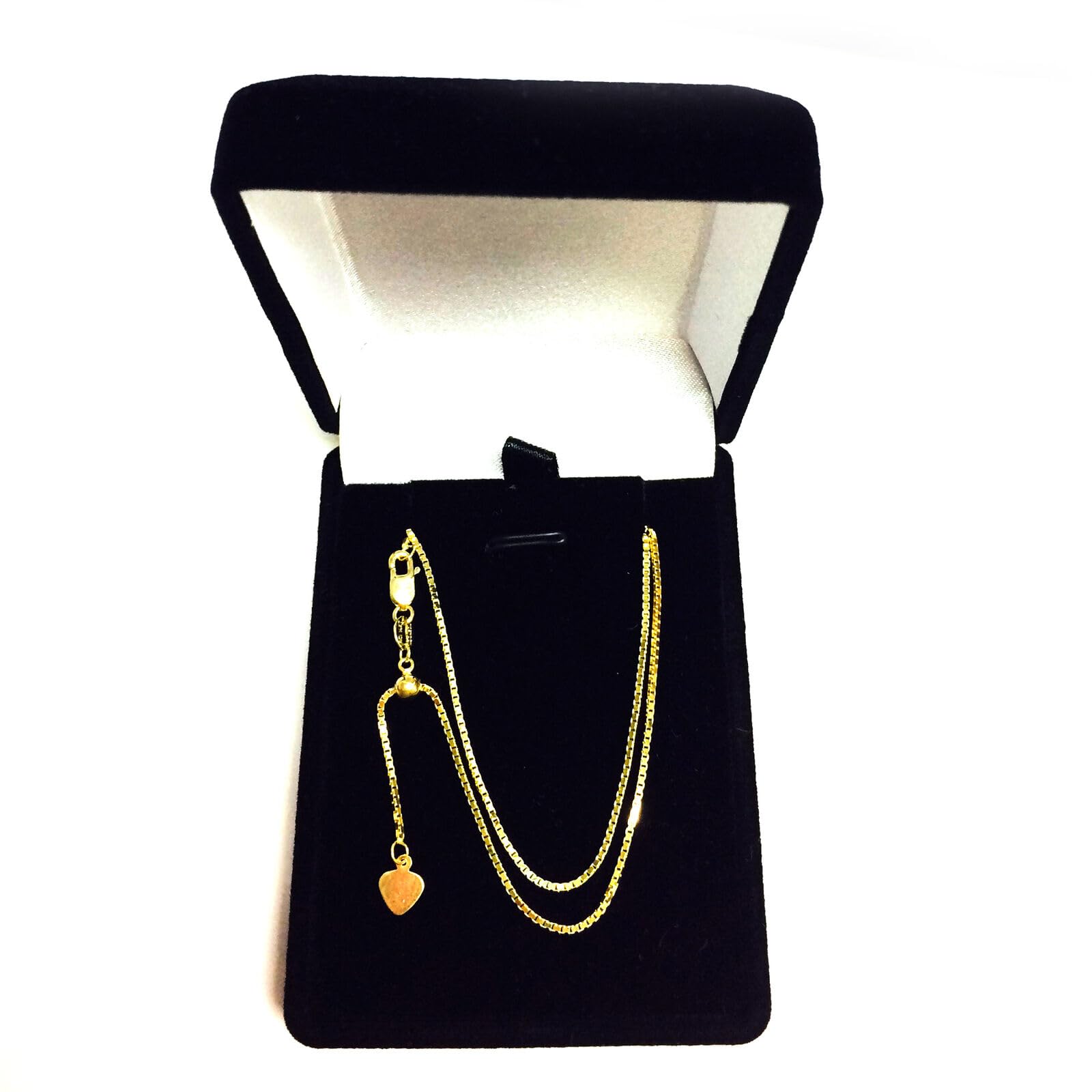 14k Yellow Gold Adjustable Box Chain Necklace, 1.15mm, 22" - JewelryAffairs