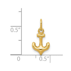 14K Yellow Gold Anchor Charm Pendant, Nautical Design, 16x8mm - JewelryAffairs