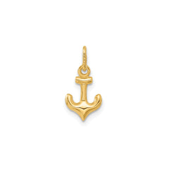 14K Yellow Gold Anchor Charm Pendant, Nautical Design, 16x8mm - JewelryAffairs