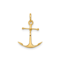 14K Yellow Gold Anchor Pendant Charm, 3D Design, 19x15mm - JewelryAffairs