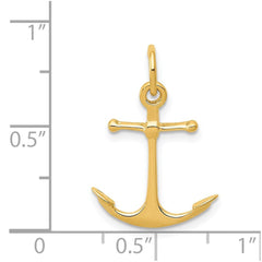 14K Yellow Gold Anchor Pendant Charm, 3D Design, 19x15mm - JewelryAffairs
