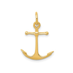 14K Yellow Gold Anchor Pendant Charm, 3D Design, 19x15mm - JewelryAffairs