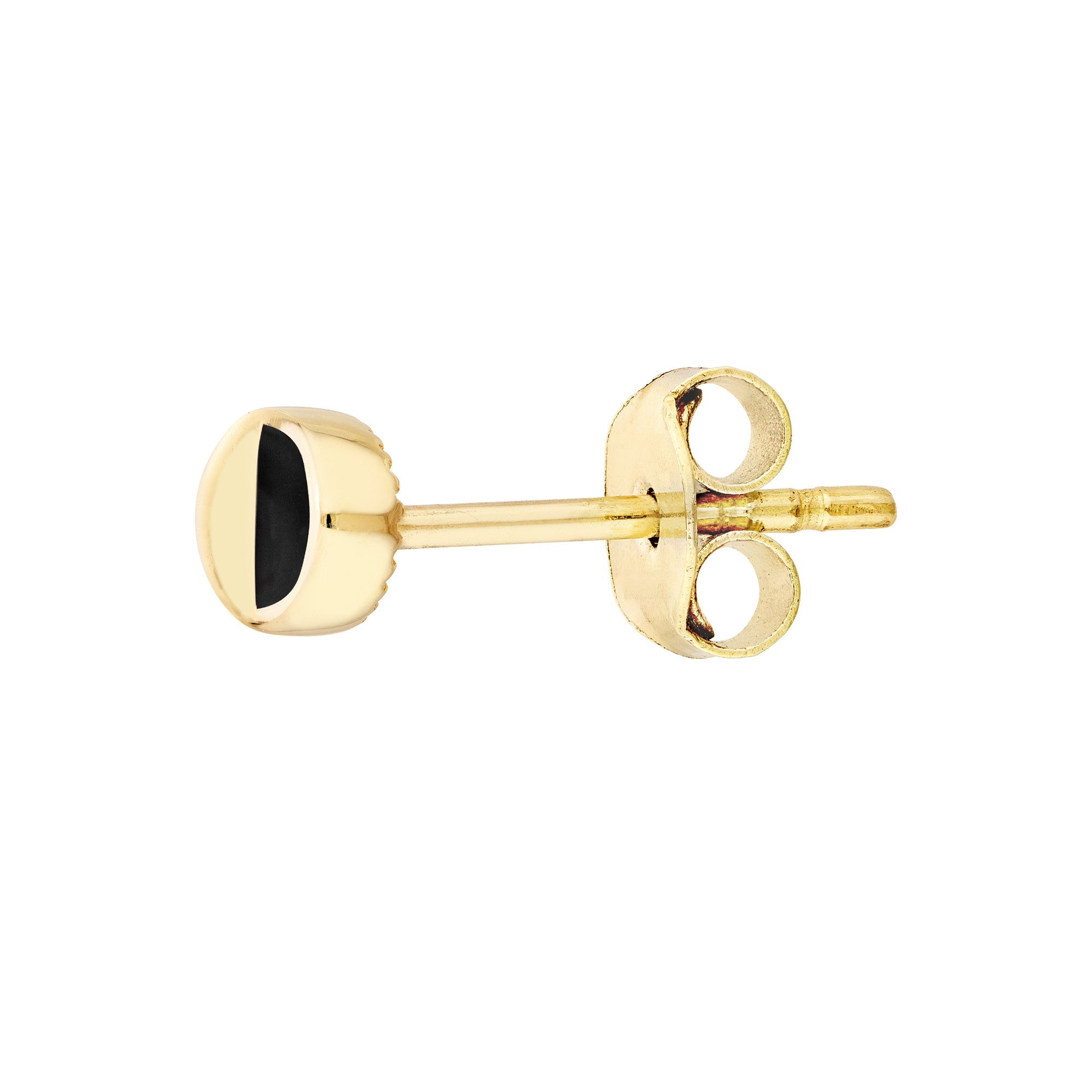 14k Yellow Gold and Black Enamel Oval Stud Earrings, 6x4mm - JewelryAffairs