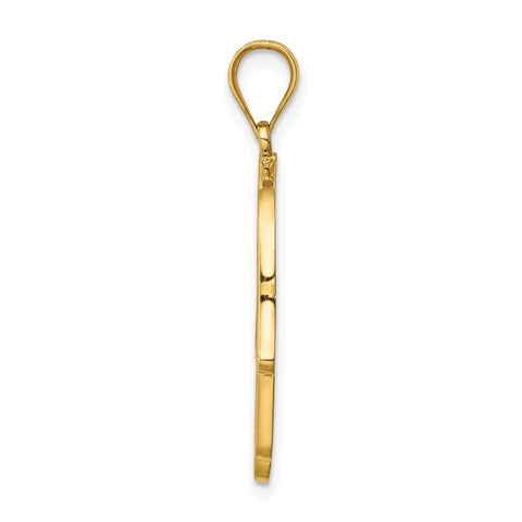 14K Yellow Gold and Enamel Filigree Hamsa Pendant, 30mm